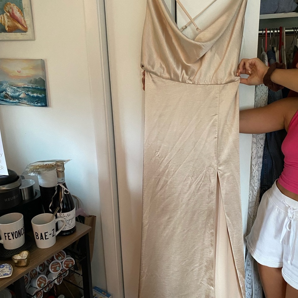 Fame and partners Gold Maxi Dress adjustable long straps